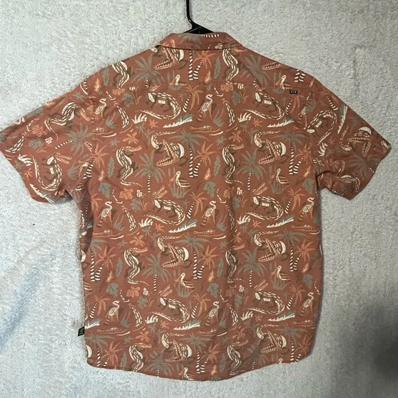 Howler Brothers Shirt Mens XL Alligator Palm Tree Mansfield All Over Print Vaca - Picture 6 of 7